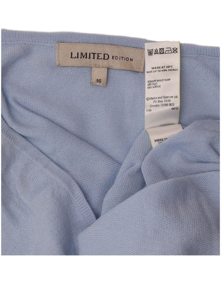 Marks & Spencer Womens Oversized Jumper Dress UK 16 Large Blue Acrylic