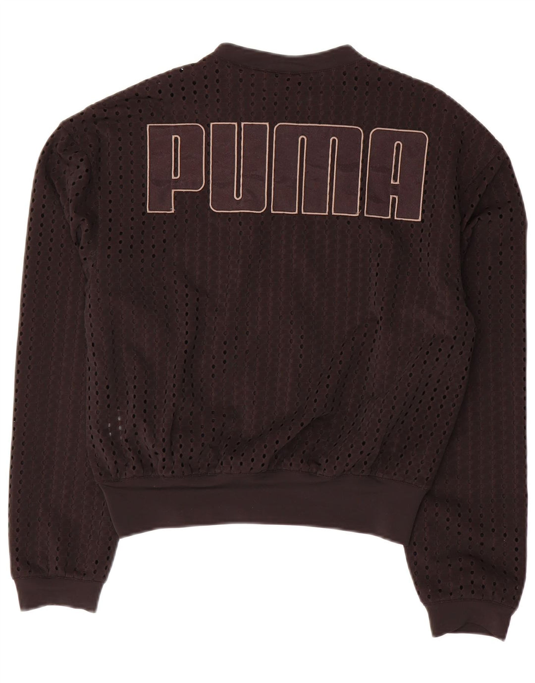 PUMA Womens Oversized Crop Graphic Tracksuit Top Jacket UK 10 Small Black