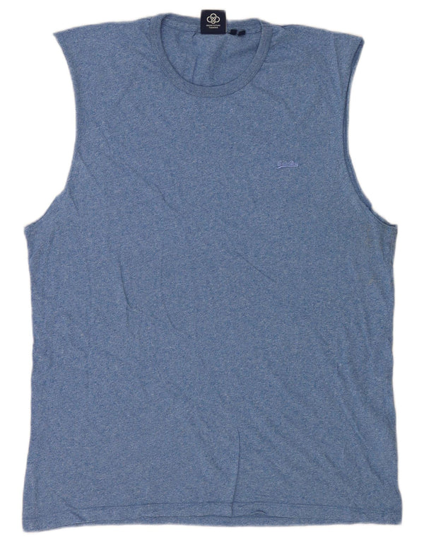 Canotta da uomo Superdry XL in cotone chiazzato blu