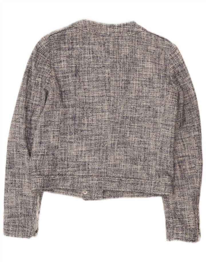Giacca blazer con zip intera da donna Massimo Dutti EU 36 XS cotone blu navy