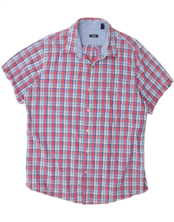 IZOD Mens Short Sleeve Shirt XL Blue Check Cotton Vintage Izod and Second-Hand Izod from Messina Hembry 