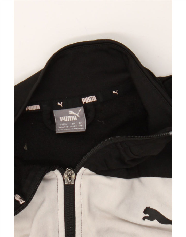 PUMA Boys Tracksuit Top Jacket 15-16 Years Black Colourblock Polyester Vintage Puma and Second-Hand Puma from Messina Hembry 