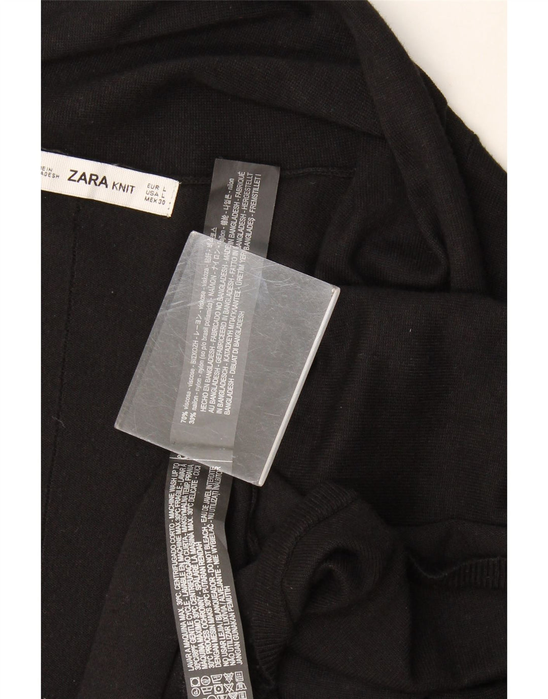 Zara Womens Open Cardigan Sweater UK 14 Large Black Viscose