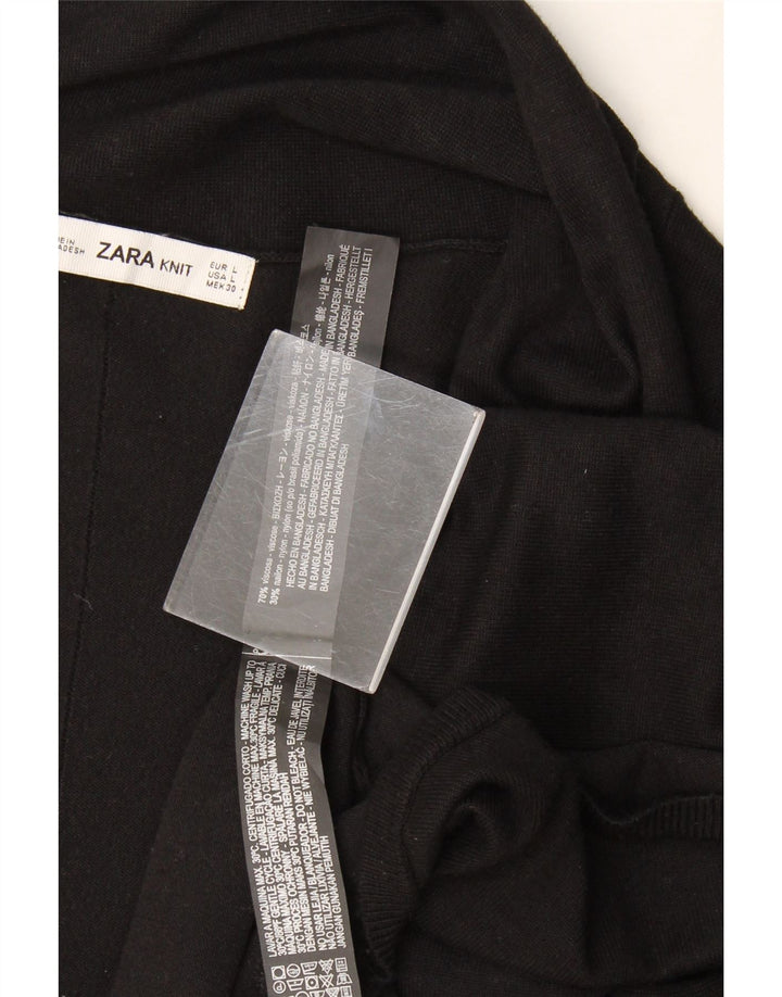 Zara Womens Open Cardigan Sweater UK 14 Large Black Viscose