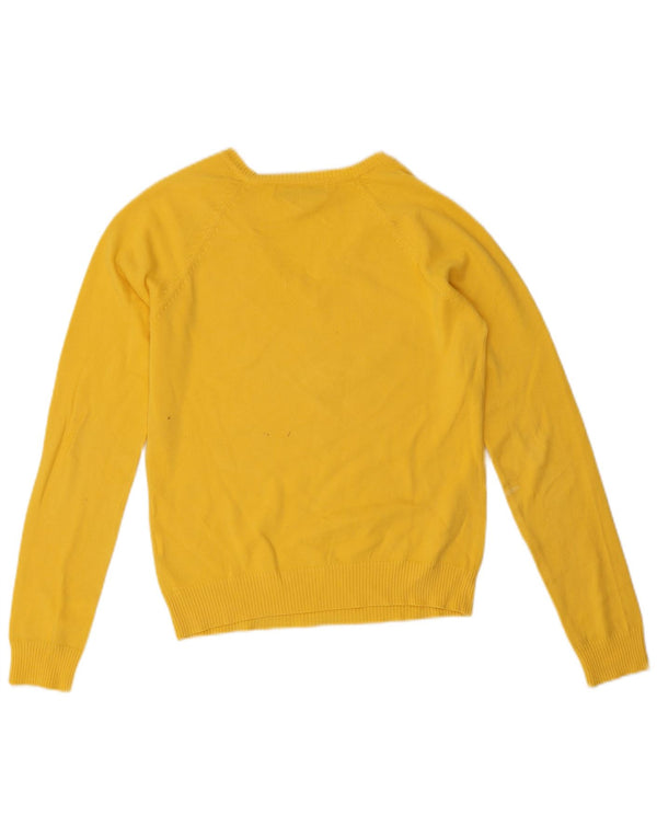 Zara Womens Crop V-hals sweater UK 12 Medium Yellow