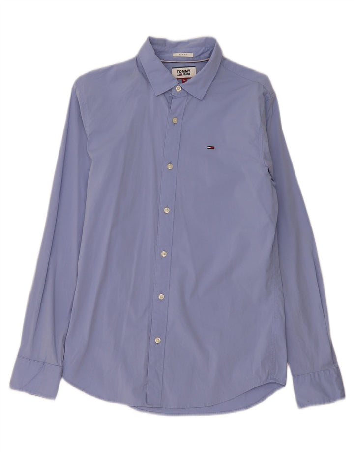 Tommy Hilfiger Mens Slim Fit Shirt Medium Blue Cotton
