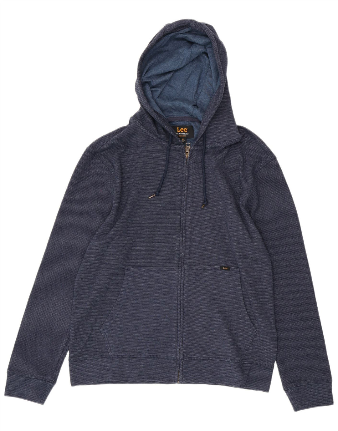 LEE Mens Regular Fit Zip Hoodie Sweater Medium Navy Blue Spotted Cotton