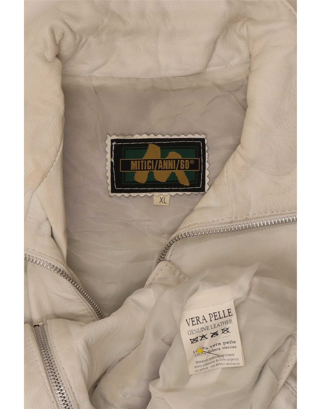 Jaqueta feminina de couro Mitici Anni para motociclista UK 18 XL branca