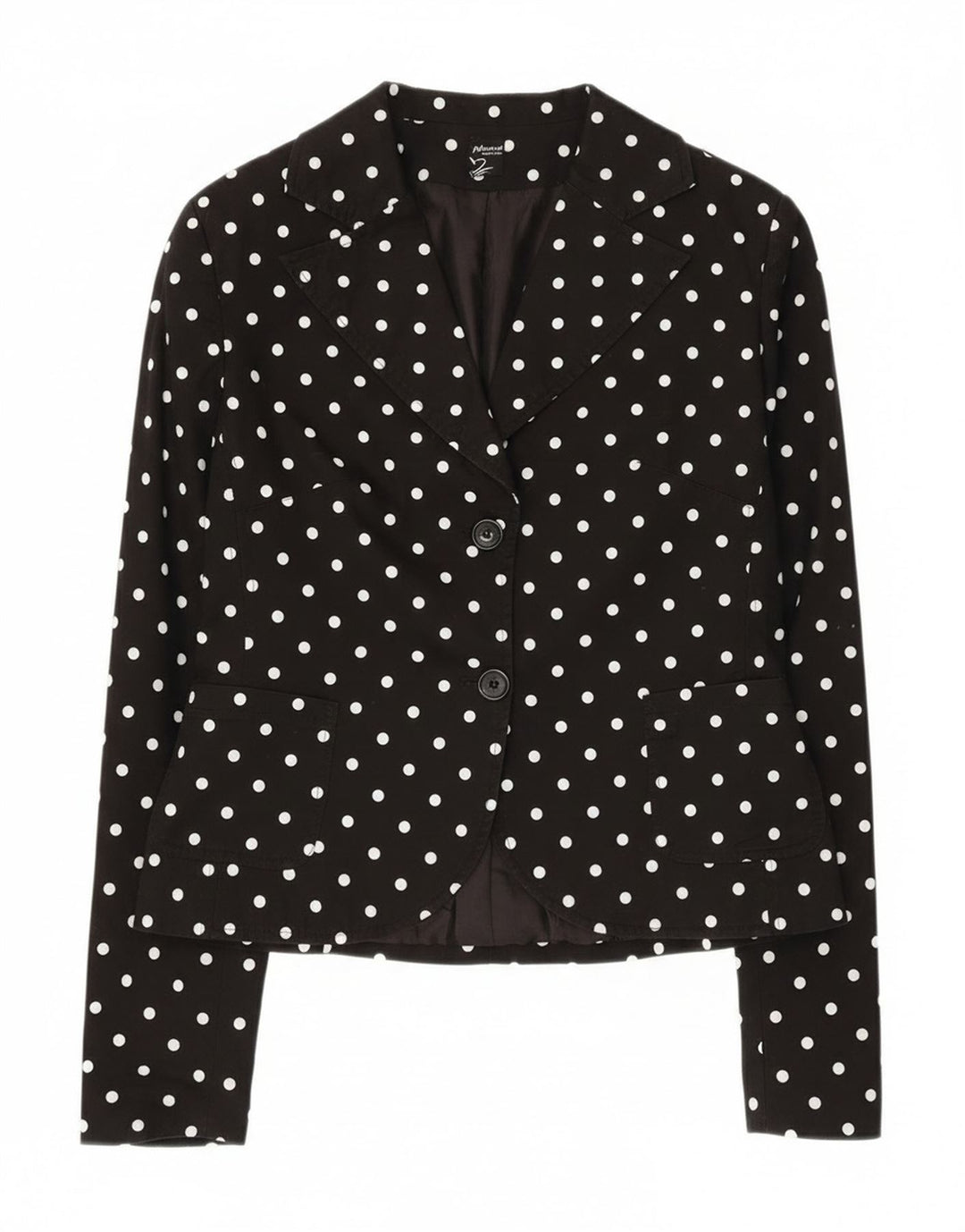 Phard Dame 2 Button Blazer Jacket UK 12 Medium Black Polka Dot Bomuld