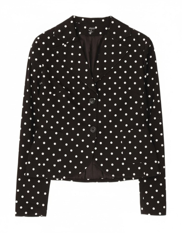 Phard Dame 2 Button Blazer Jacket UK 12 Medium Black Polka Dot Bomuld