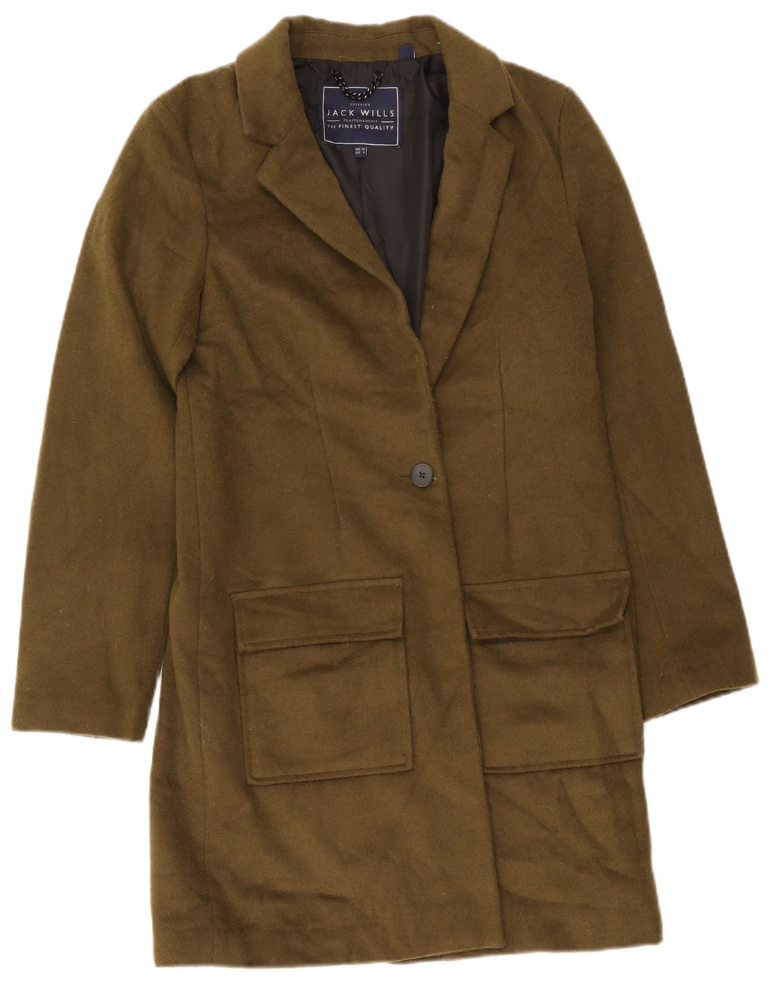 Jack Wills Dame Oversized Overfrakke UK 10 Small Khaki Polyester