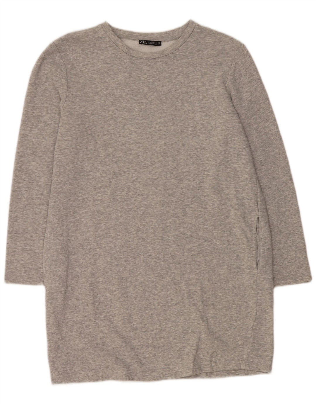 ZARA Womens Long Sleeve Jumper Dress UK 14 Medium Grey