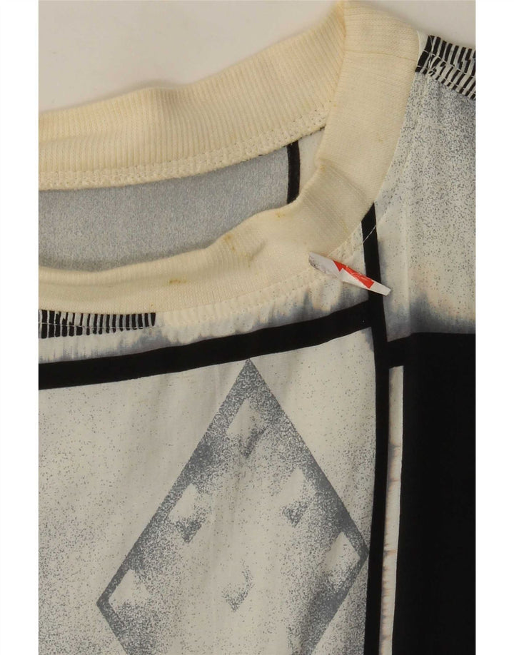 Vintage Mens Manches Courtes Pull Chemise Grand Gris Géométrique