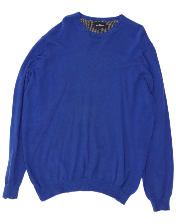 Marks & Spencer - Jersey de cuello redondo para hombre, color azul, XL, algodón azul