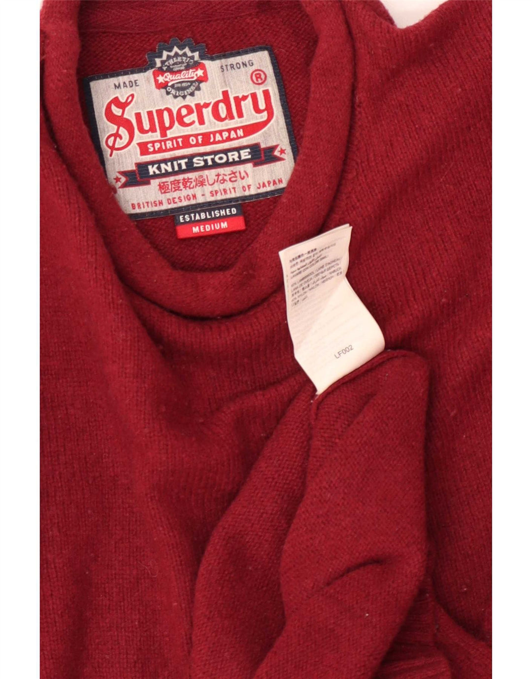 Superdry muški džemper s okruglim izrezom srednje crvene janjeće vune