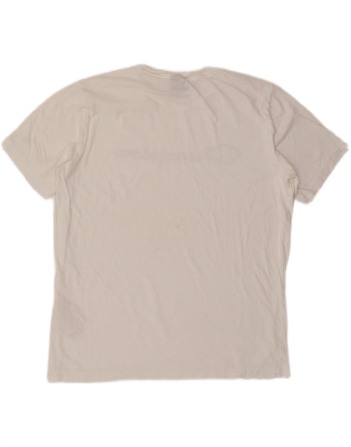 CHAMPION Mens Graphic T-Shirt Top Large White Cotton