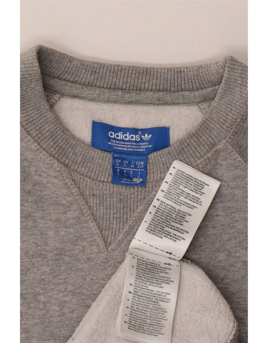 Felpa con grafica Adidas da uomo, piccola, in cotone grigio