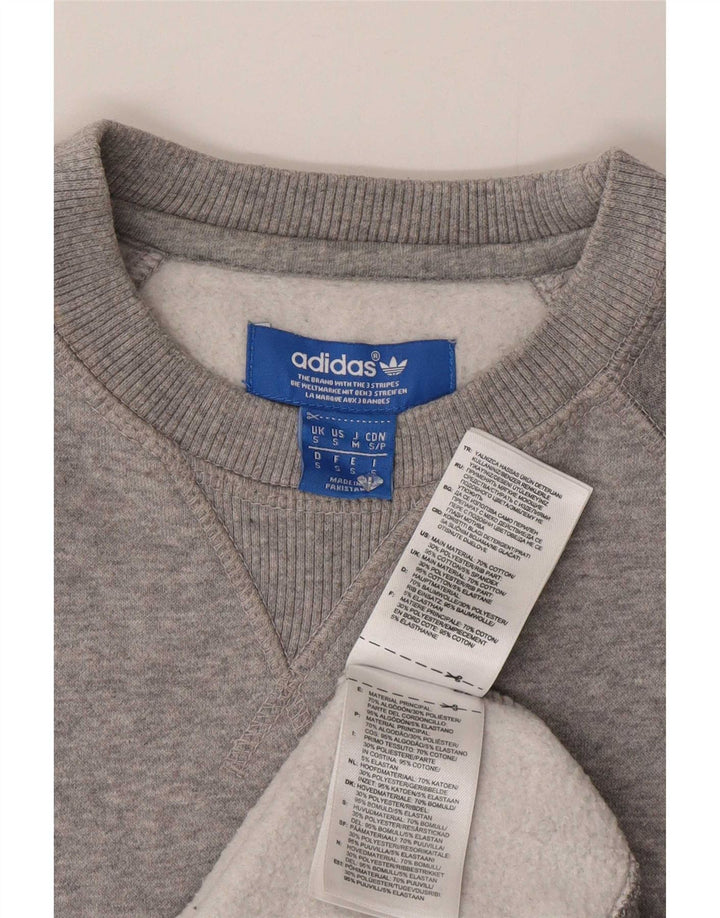 Felpa con grafica Adidas da uomo, piccola, in cotone grigio