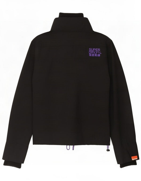 Superdry Womens The Windcheater Rain Jacket UK 14 Large Black Nylon
