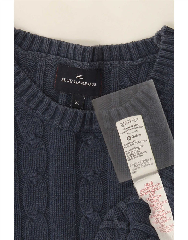 Marks & Spencer Mens Blue Harbour Crew Neck Jumper Sweater XL Navy Blue