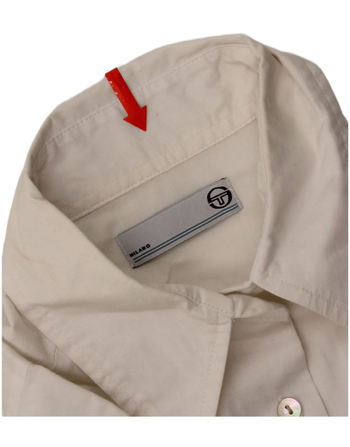 Sergio Tacchini Dameskjorte UK 14 Stor Hvid Bomuld