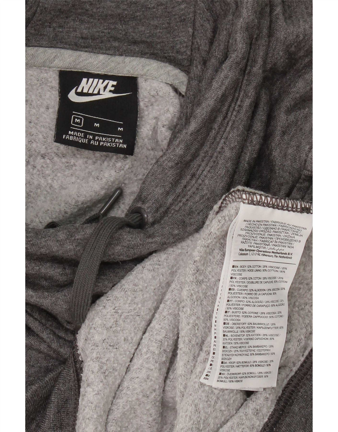 Nike Womens Hoodie Jumper UK 14 Medium Grey Cotton