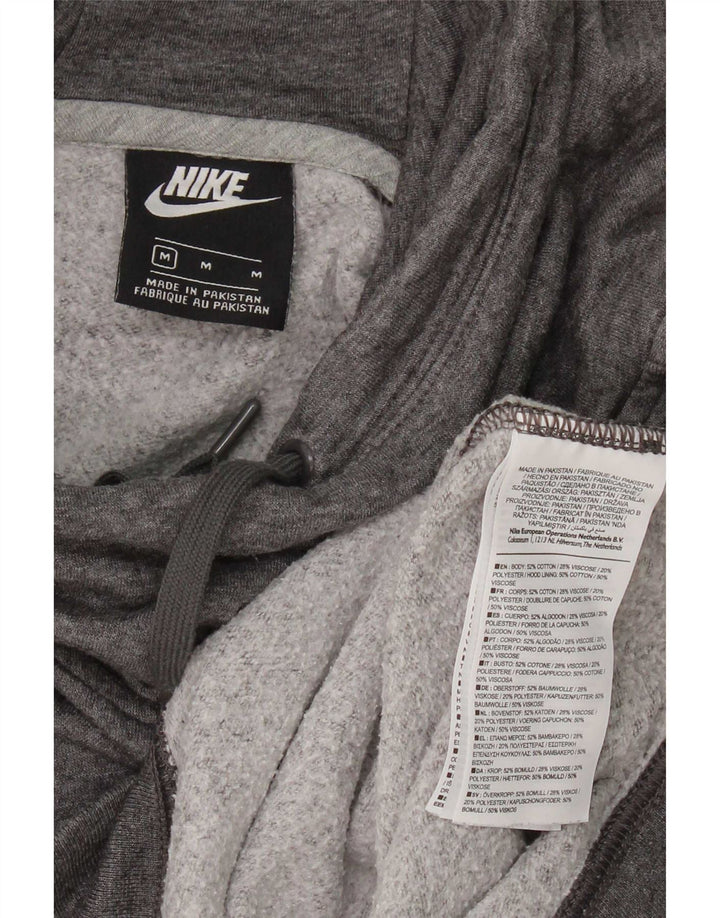 Nike Womens Hoodie Jumper UK 14 Medium Grey Cotton