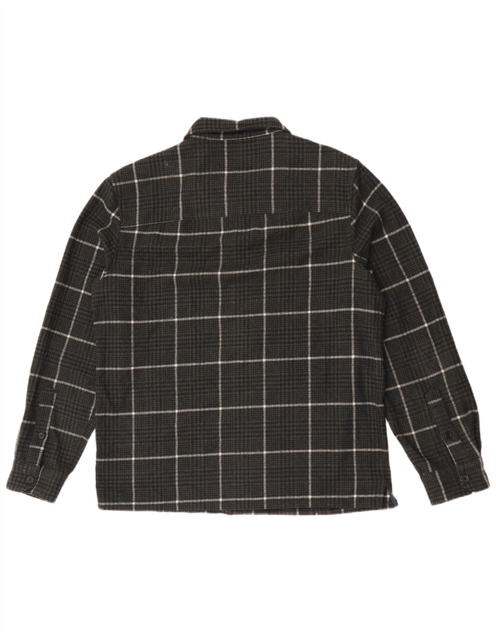 Farah Mens Overshirt Flannel Shirt Large Khaki Check Wool