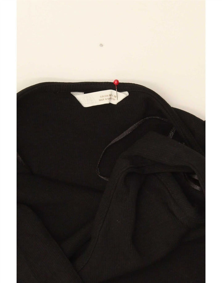 Top Crop Halter pentru femei Zara UK 12 Medium Black Bumbac