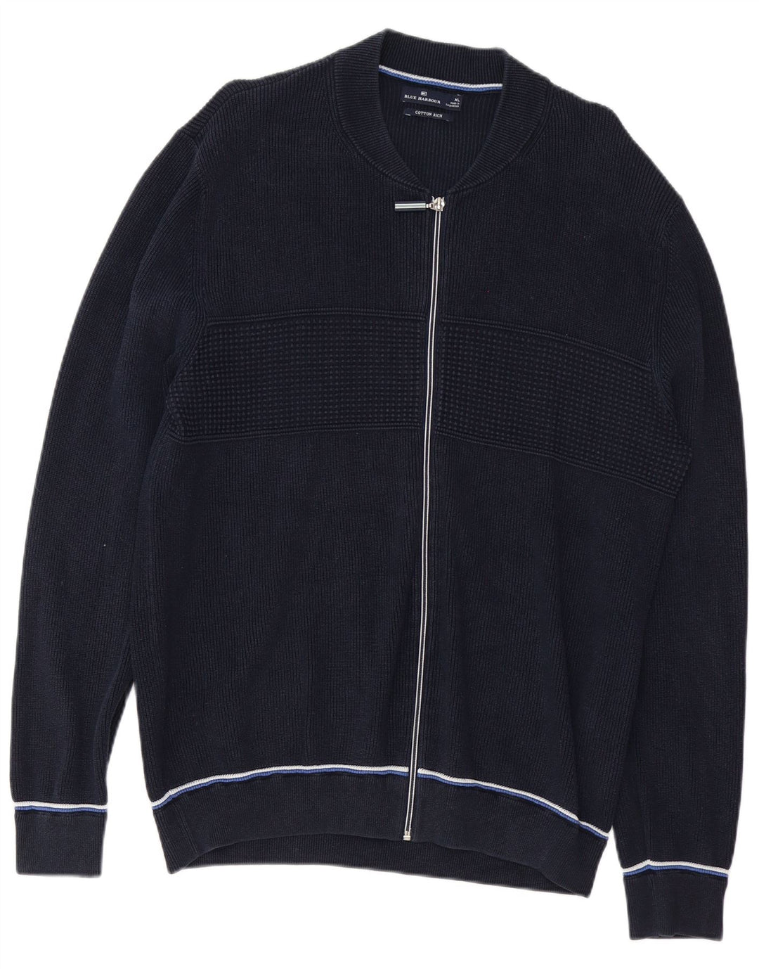 Blue Harbour Mens Cardigan Sweater XL Navy Cotton