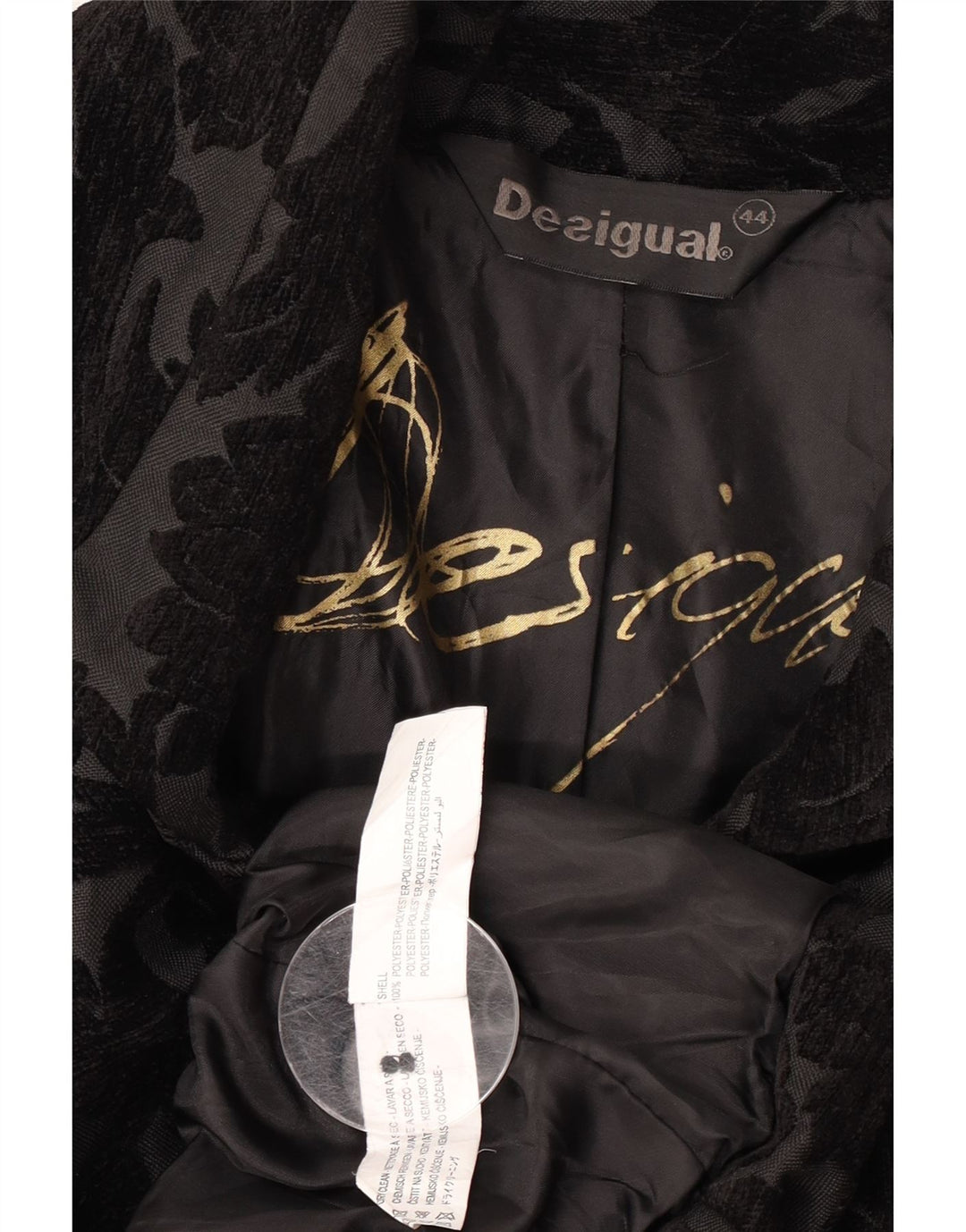 Desigual ženski kaput EU 44 XL crni cvjetni poliester