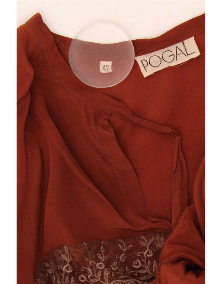 Vintage Womens See Through Long Sleeve Blouse Top IT 42 Medium Brown Floral