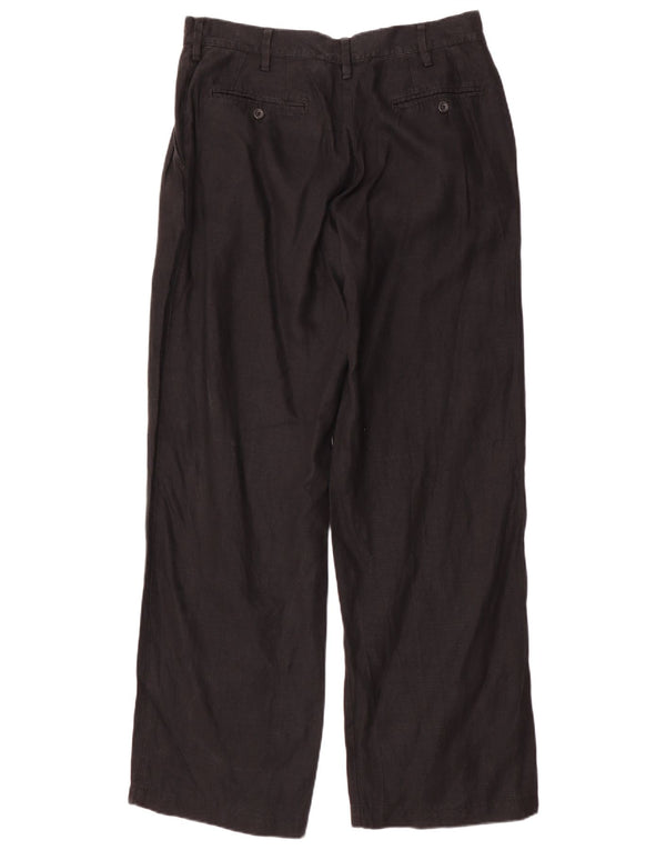 Armani Mens Straight Suit Trousers UK 40 Medium W34 L33 Black Linen