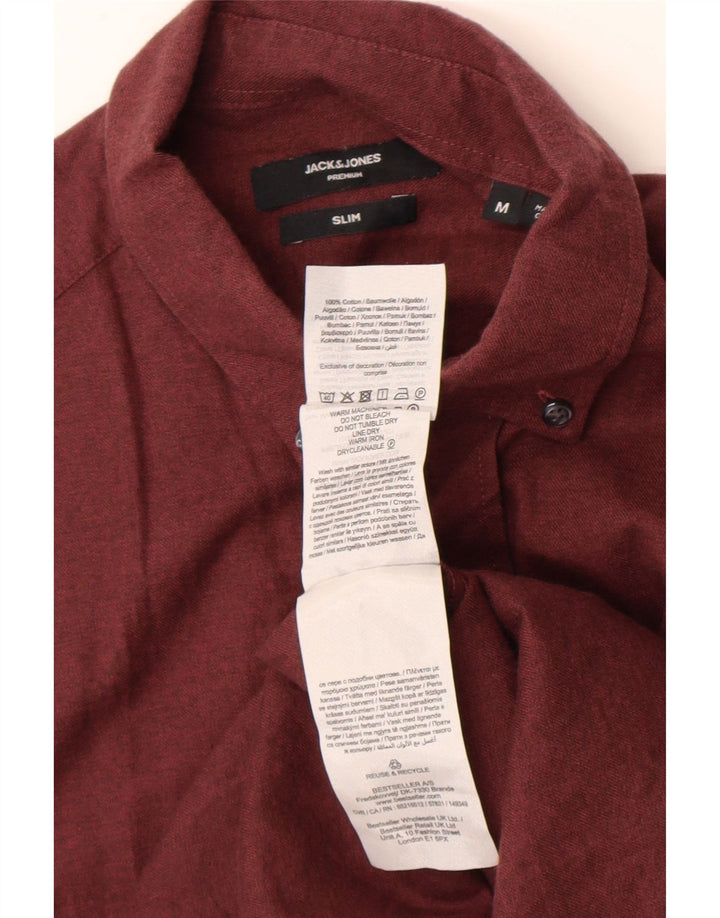 Jack & Jones Mens Slim Fit Shirt Medium Burgundy Cotton