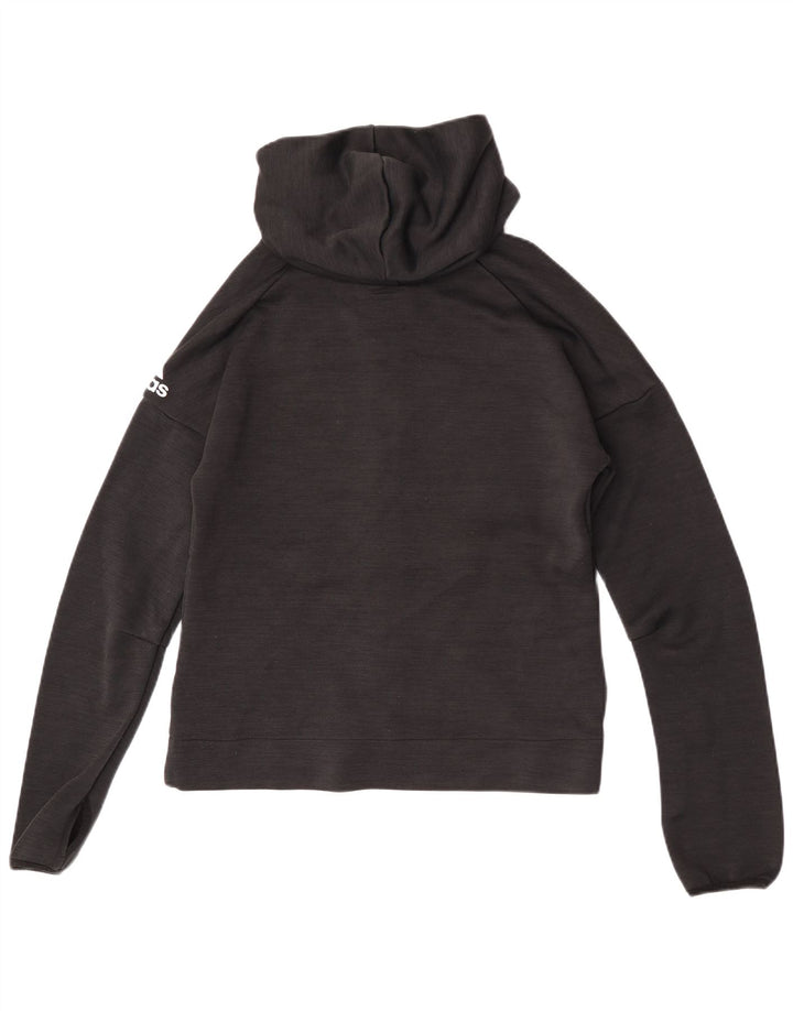 Adidas Womens Zip Hoodie Sweater UK 16 Large Black Polyester