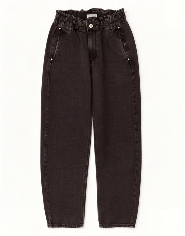 Zara Womens High Waist Cropped Jeans EU 38 Small W28 L25 Black