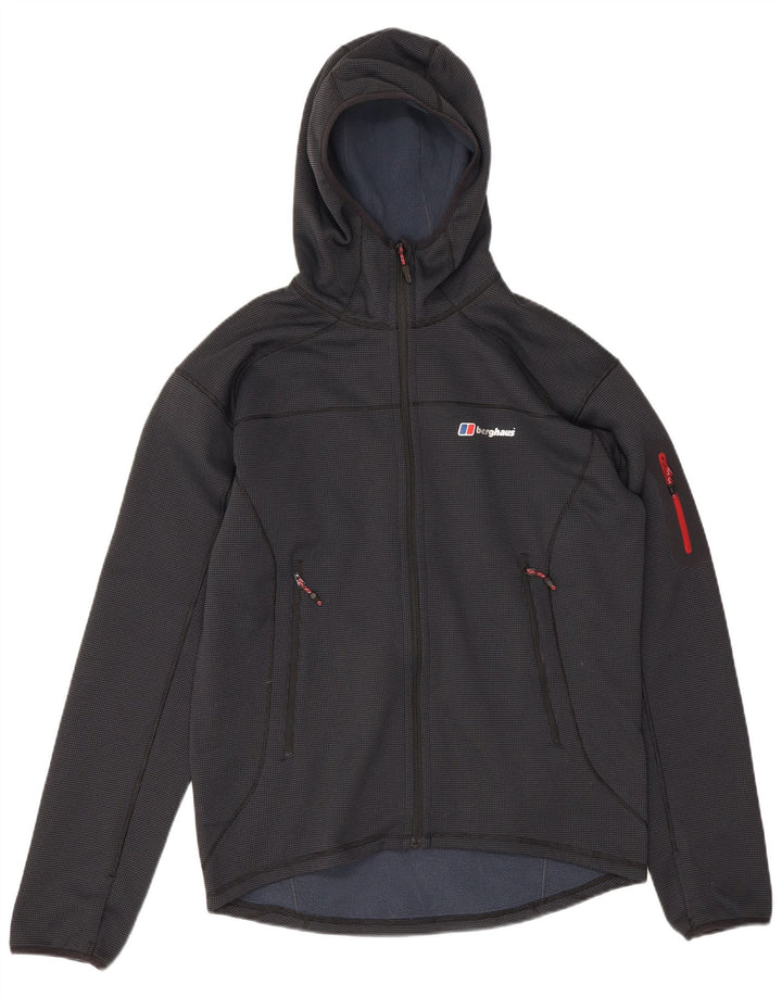 Berghaus Mens Zip Hoodie Sweater Large Navy Blue Spotted Polyester