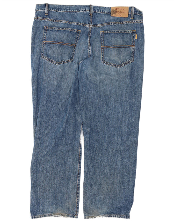 Orvis Mens Straight Jeans W44 L30 Blue Cotton