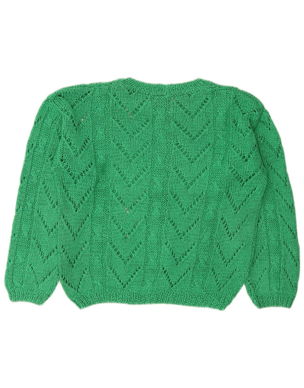 Sweter damski w stylu vintage z dekoltem w łódkę UK 14, średni zielony