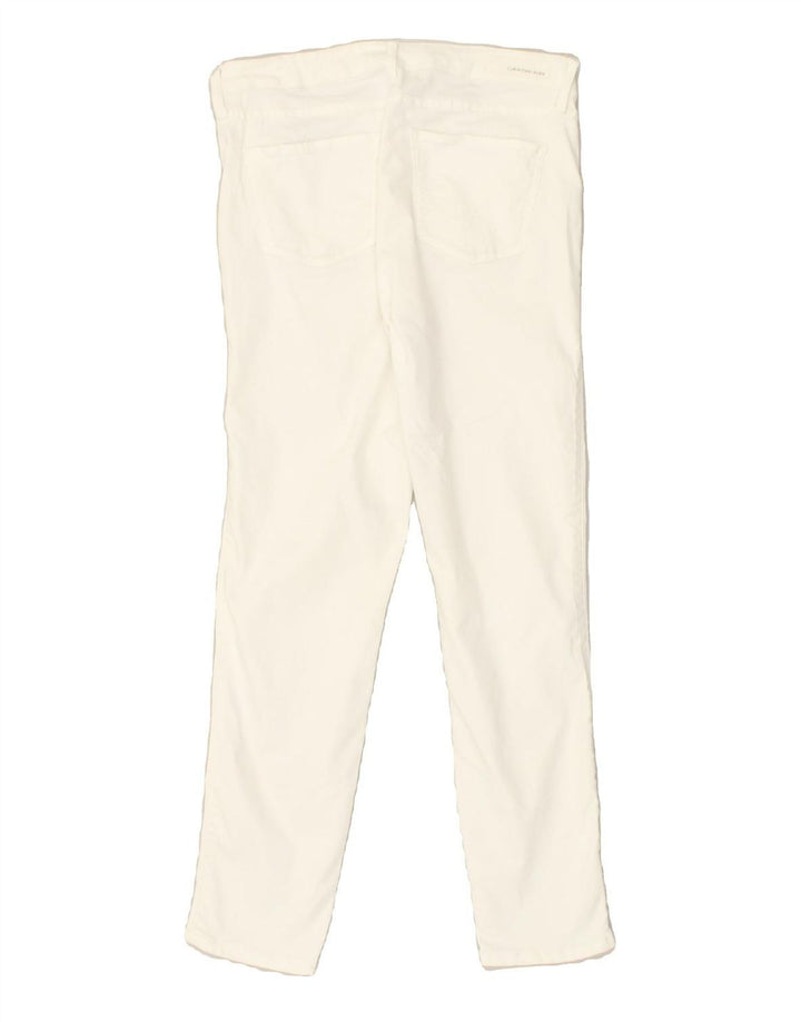 CALVIN KLEIN Womens Skinny Ankle Casual Trousers UK 8 Small W30 L28 White | Vintage Calvin Klein | Thrift | Second-Hand Calvin Klein | Used Clothing | Messina Hembry 