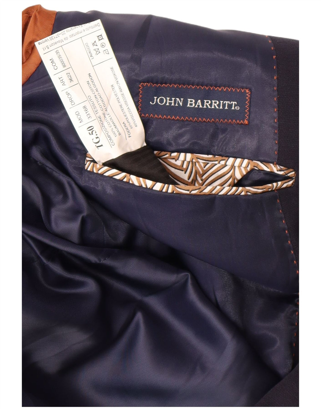 John Barritt Mens Slim Fit 2 Button Blazer Jacket UK 40 Large Navy Blue