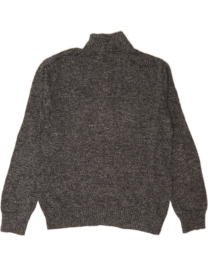 EDDIE BAUER Mens Zip Neck Jumper Sweater Large Grey Flecked Cotton Vintage Eddie Bauer and Second-Hand Eddie Bauer from Messina Hembry 