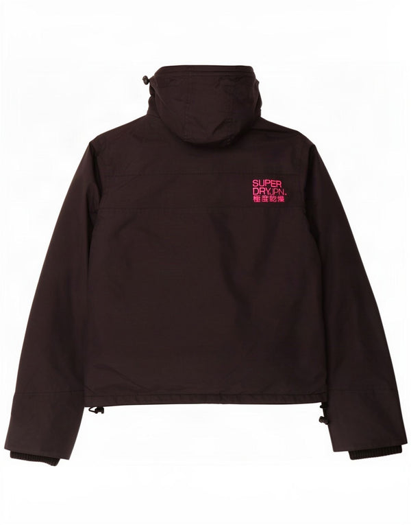 Superdry Dame Hooded Windbreaker Jacket UK 14 Medium Sort Nylon