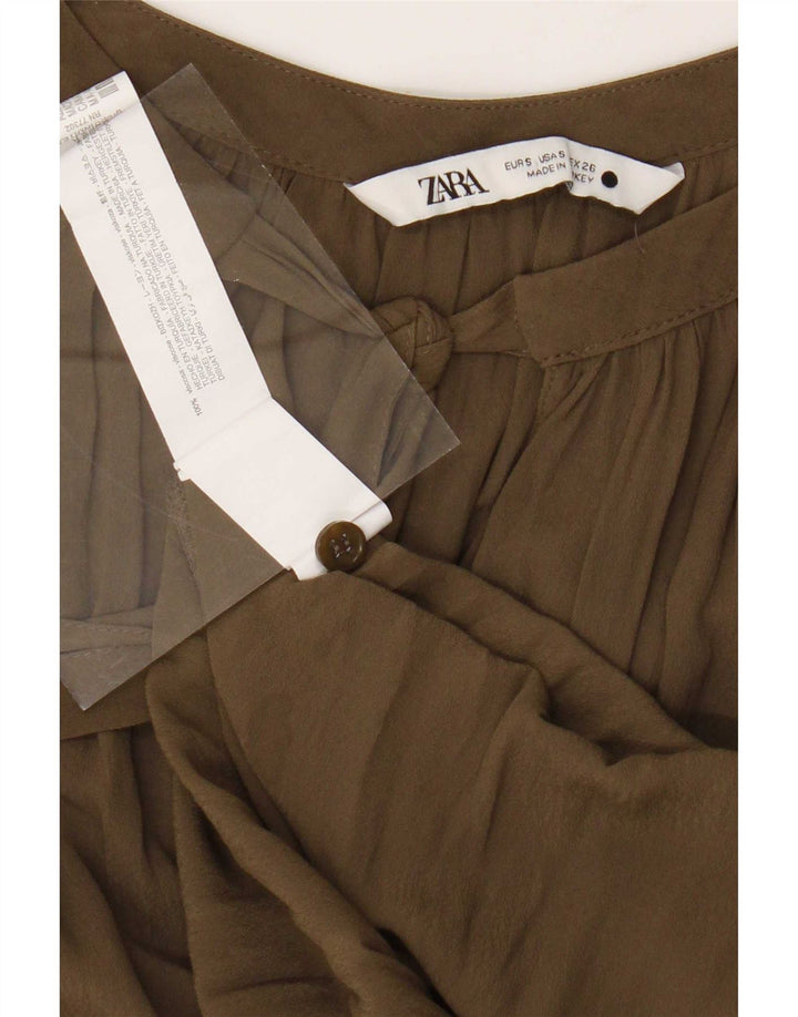 Zara Mujer Blusa Extragrande Top UK 10 Small Viscosa Verde