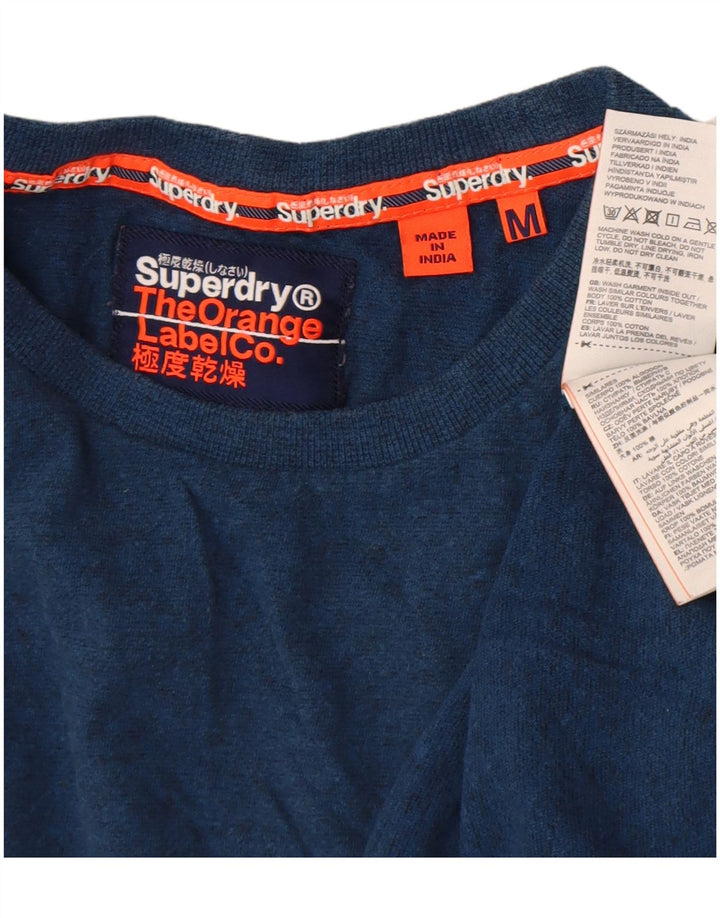 Superdry Herren-Langarmoberteil aus mittelblauer Baumwolle in Marineblau
