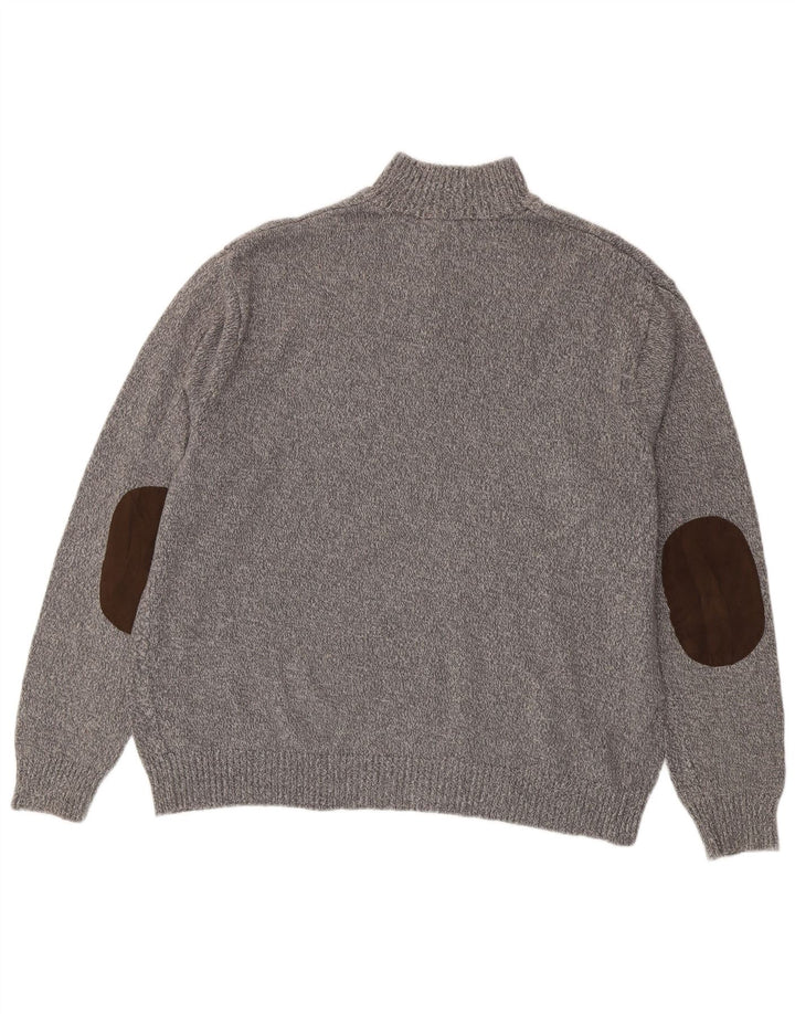 CHAPS Mens Button Neck Jumper Sweater 2XL Grey Cotton