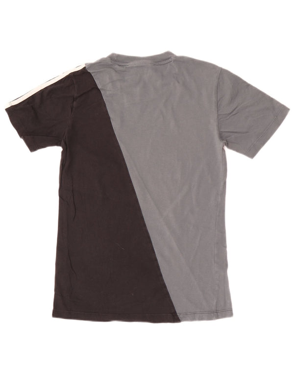 Adidas T-Shirt Femme Top UK 6 XS Gris Colorblock Coton