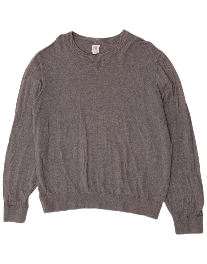 Gap Herre Jumper Sweater med rund hals XL Grå Bomuld