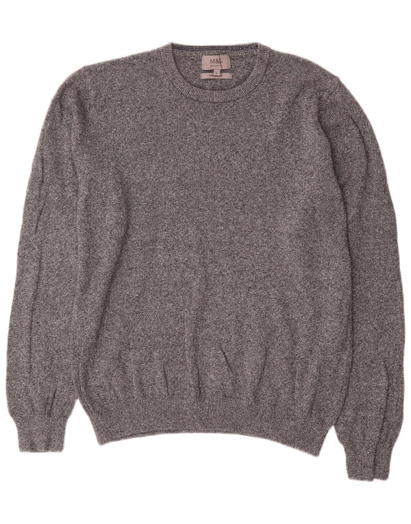 Maglione maglione girocollo da uomo Marks & Spencer grande cotone chiazzato grigio