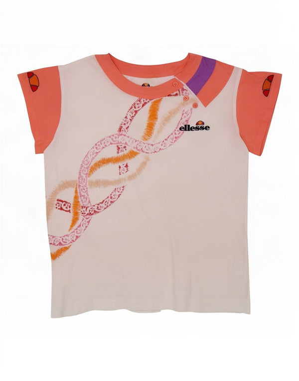 Ellesse Womens Graphic T-Shirt Top IT 44 Medium White Colourblock Cotton